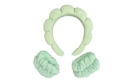 Cosmetic Headband and Water-Resistant Wristbands - Green