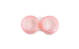 Transparenter Kontaktlinsenbehälter – Rosa