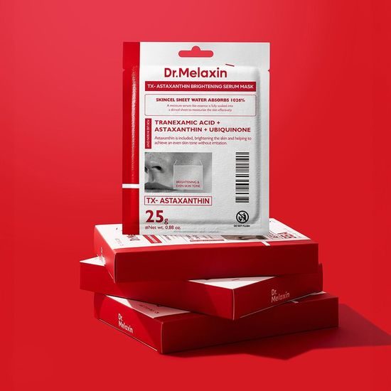 Dr. MELAXIN Set rozjasňujúcich plátienkových masiek TX-Astaxanthin Brightening Serum Mask Set (5 ks x 25 g)
