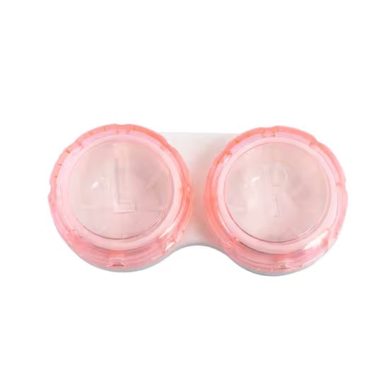 Transparenter Kontaktlinsenbehälter – rosa