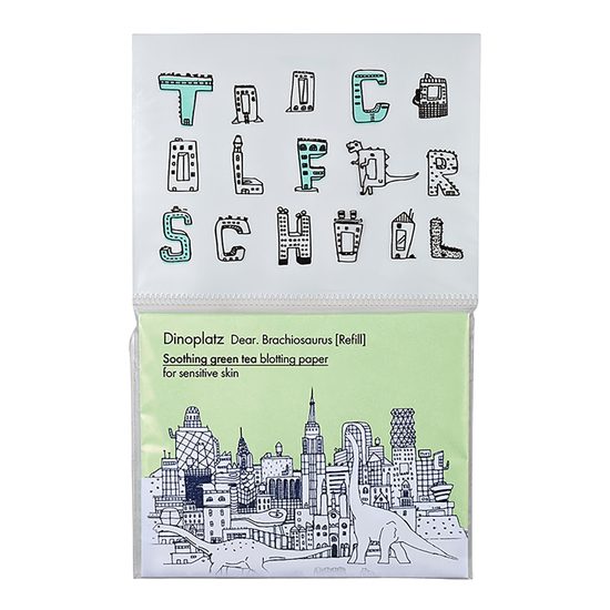 TOO COOL FOR SCHOOL Bibułki matujące Dinoplatz Dear Brachiosaurus Blotting Paper Refill Only #02 Green Tea (50 szt.)