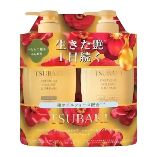 SHISEIDO TSUBAKI Premium Shampoo und Conditioner Premium Volume & Repair Shampoo & Treatment (450 ml + 450 ml)