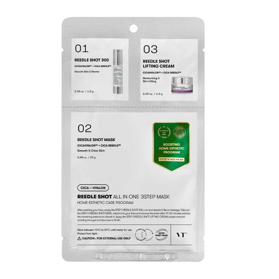 VT COSMETICS 3kroková pleťová péče s mikrojehličkami REEDLE SHOT All In One 3Step Mask (1,5 g + 1,5 g + 25 g)