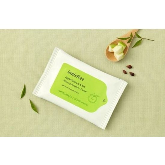 Innisfree Odličovací a čistící ubrousky Apple Seed Lip&amp;Eye Makeup Remover Tissue (30 ks)