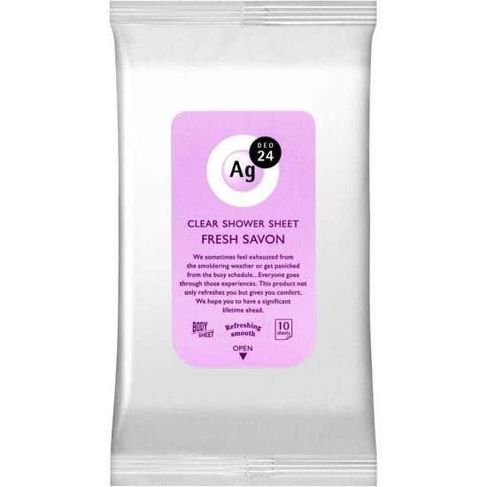 SHISEIDO Deo ubrousky Ag Deo 24 Clear Shower Sheet Fresh Savon (10 ks)