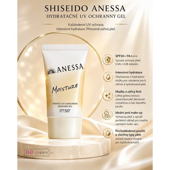 SHISEIDO ANESSA Voděodolný opalovací gel Moisture Perfect UV Sunscreen Skincare Gel SPF50+ PA++++ (40 g)
