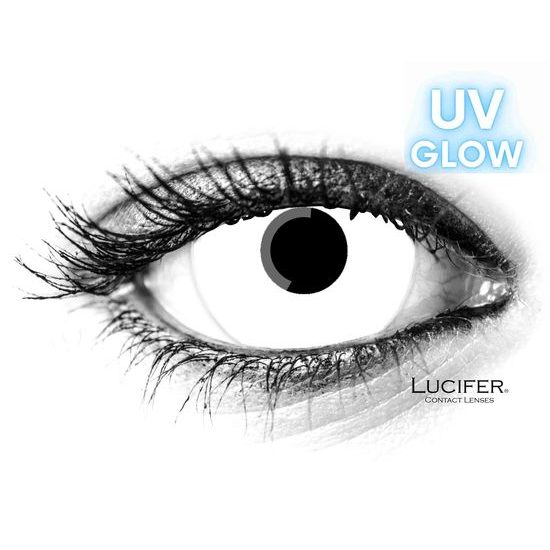 Crazy šošovky - nedioptrické - UV GLOW WHITE mini sclera (2 šošovky)