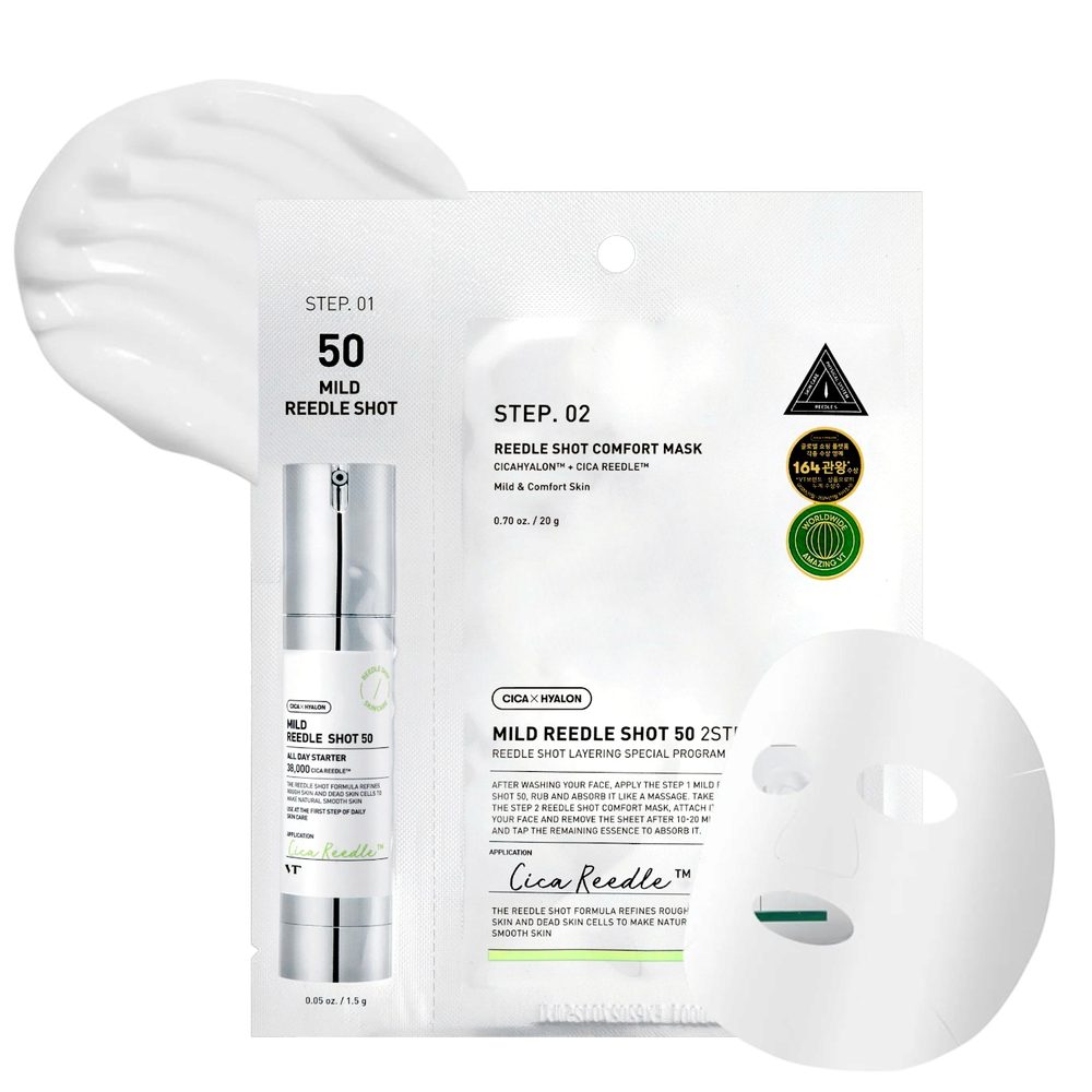 VT COSMETICS Dvoukroková maska s mikrojehličkami MILD REEDLE SHOT 50 2-Step Mask (1,5 g + 25 g)
