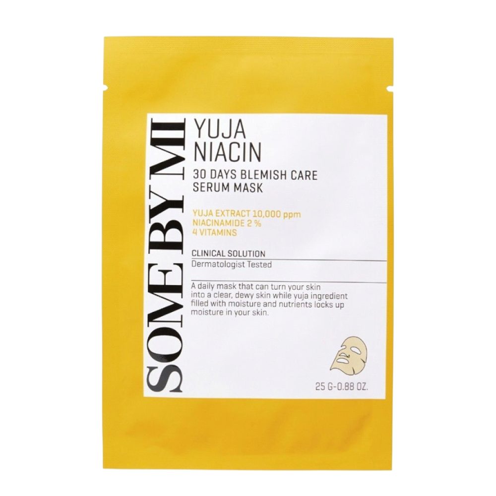 Some By Mi Yuja Niacin Blemish Care Serum Mask rozjasňující plátýnková maska pro mastnou a problematickou pleť 25 g