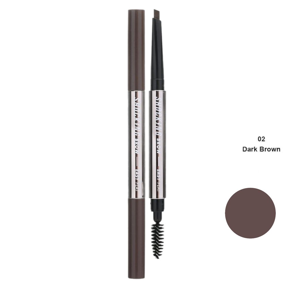 TONYMOLY Tužka na obočí s kartáčkem The Shocking Vegan Brow Easy Flat - #02 Dark Brown