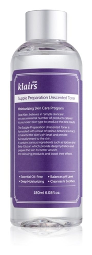 KLAIRS Hydratační toner bez parfemace Supple Preparation Unscented Toner (180 ml)