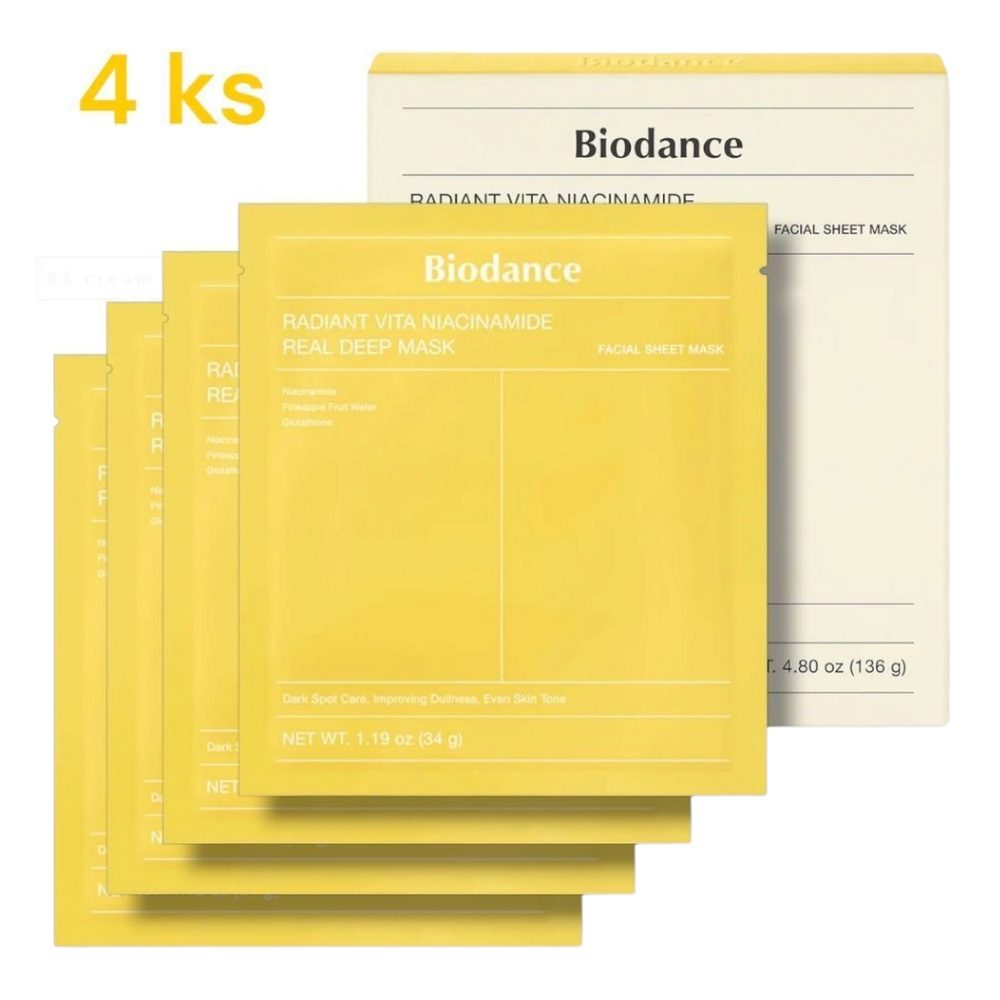 BIODANCE Hydrogelová pleťová maska Radiant Vita Niacinamide Real Deep Mask (4 ks)