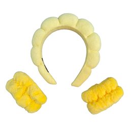 Cosmetic headband and anti-wicking bracelets - yellow