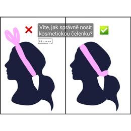 Kosmetická čelenka a náramky proti stékání vody - růžová