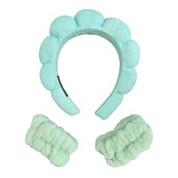 Cosmetic headband and anti-wicking bracelets - turquoise