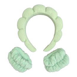 Cosmetic headband and anti-wicking bracelets - green