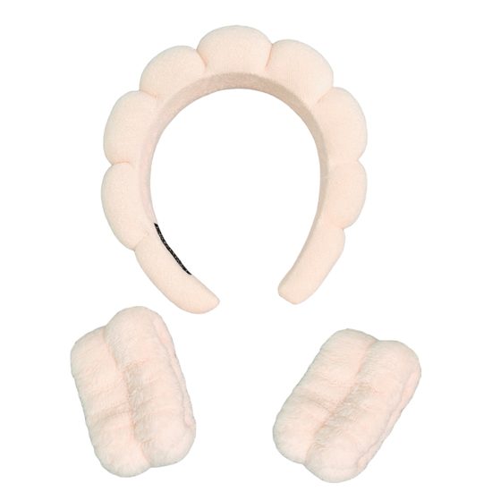Cosmetic headband and bracelets against water leakage - powder color