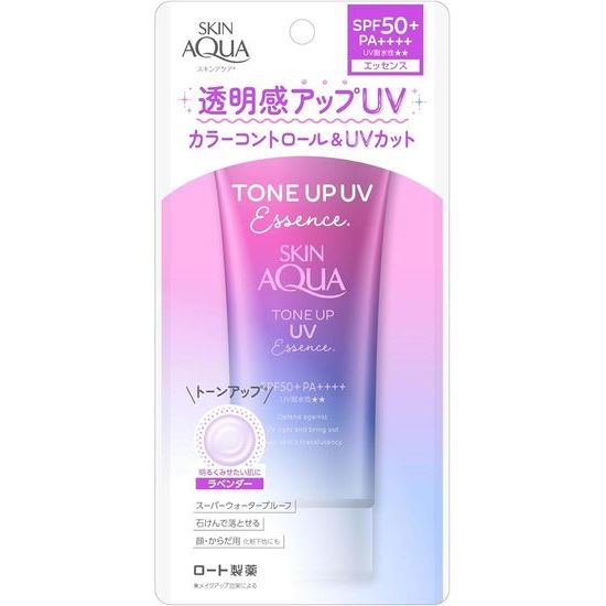 ROHTO MENTHOLATUM Tónovací opalovací esence Skin Aqua Tone Up UV Essence SPF50+ PA++++ Lavender (80 g)