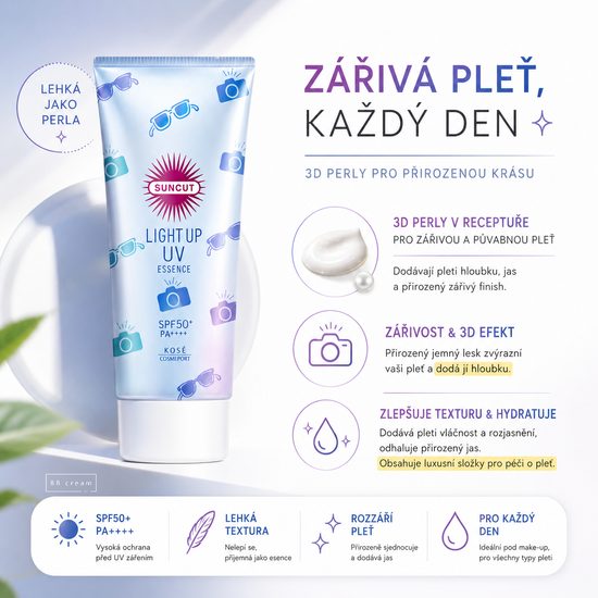 KOSÉ SUNCUT Opalovací esence Light Up UV Essence Sunblock SPF50+ PA++++ (80 g)