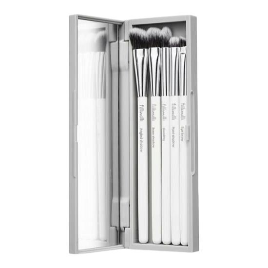 FILLIMILLI Set of 5 Eye Makeup Brushes in a Case with Mirror Eye Makeup Brush Set