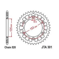 ALUMINIJASTI ZADNJI VERIŽNIK (ZOBNIK) JT JTA 301-40BLK 40T, 520 ČRN