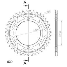ZADNJI VERIŽNIK (ZOBNIK) SUPERSPROX RFE-479:39-BLK ČRNA 39T, 530