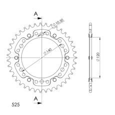 REAR SPROCKET SUPERSPROX STEALTH RST-498:40-SLV SREBRNA 40T, 525