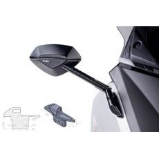 MIRROR ADAPTOR PUIG ADAPTER RIGHT SIDE FOR FAIRING TMAX 12'-13' 9574N ČRNA TO FAIRING