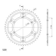 REAR SPROCKET SUPERSPROX STEALTH RST-460:48-RED RDEČ 48T, 520