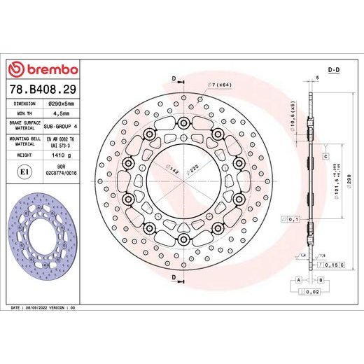 ZAVORNI DISK BREMBO 78B40829 FLOATING