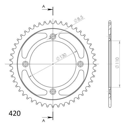 ZADNJI VERIŽNIK (ZOBNIK) SUPERSPROX RFE-209:49-BLK ČRNA 49T, 420