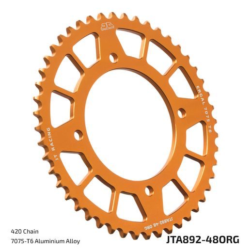 ALUMINIJASTI ZADNJI VERIŽNIK (ZOBNIK) JT JTA 892-48ORG 48T, ORANŽNA