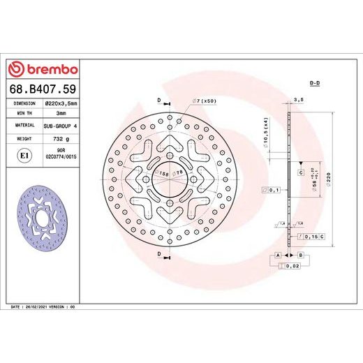 ZAVORNI DISK BREMBO 68B40759 FIX
