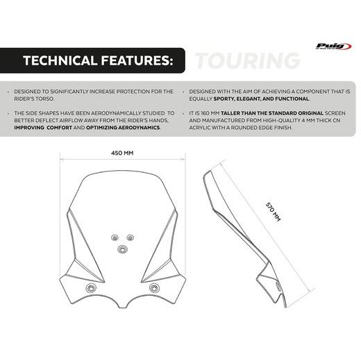 WINDSCREEN PUIG TOURING 22431F DARK SMOKE
