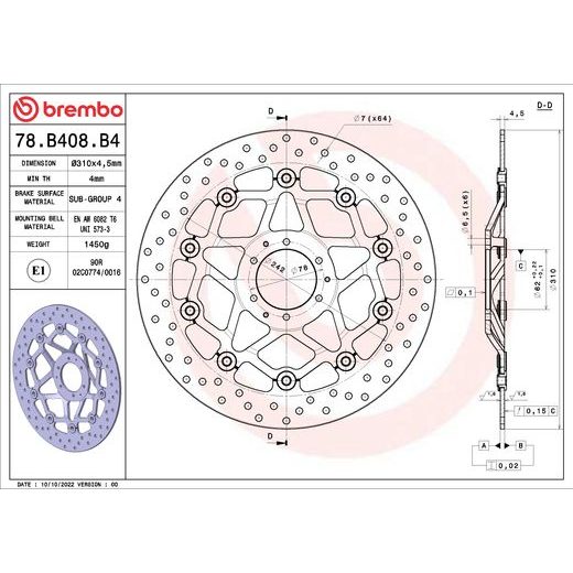 ZAVORNI DISK BREMBO 78B408B4 FLOATING