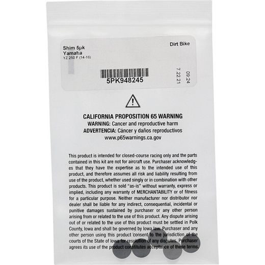 SHIM HOT CAMS 5PK948245 5PK (DIAMETER 9.48 MM, THICK 24.5 MM)
