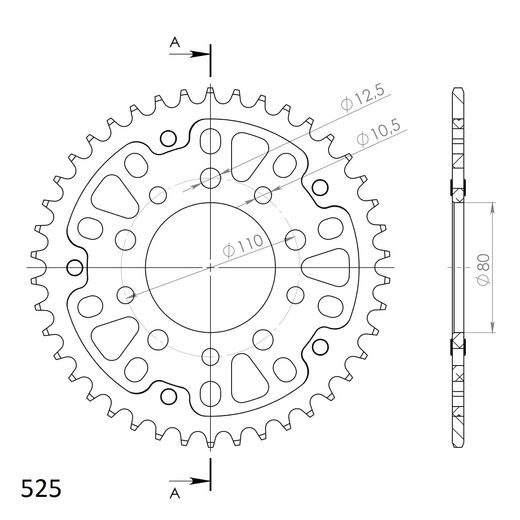 REAR SPROCKET SUPERSPROX STEALTH RST-1332:42-RED RDEČ 42T, 525
