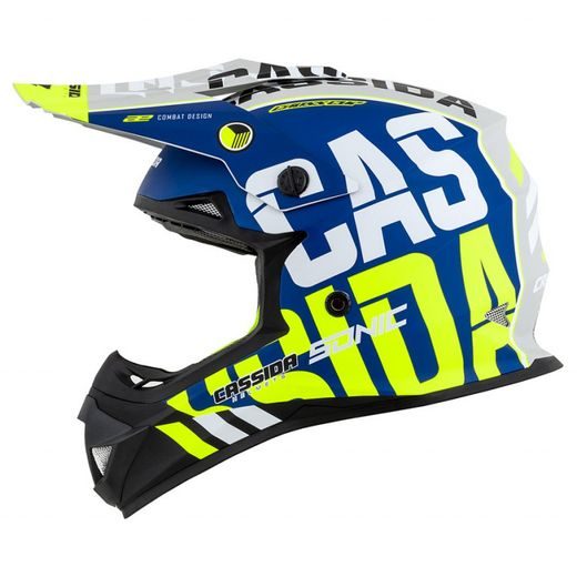 MOTOCROSS HELMET CASSIDA CROSS CUP SONIC MATT BLUE /FLUO YELLOW M