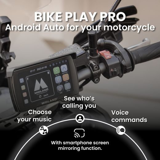 BIKEPLAY PRO - DISPLAY FOR MOTORBIKE + POWER CORD MIDLAND C1682