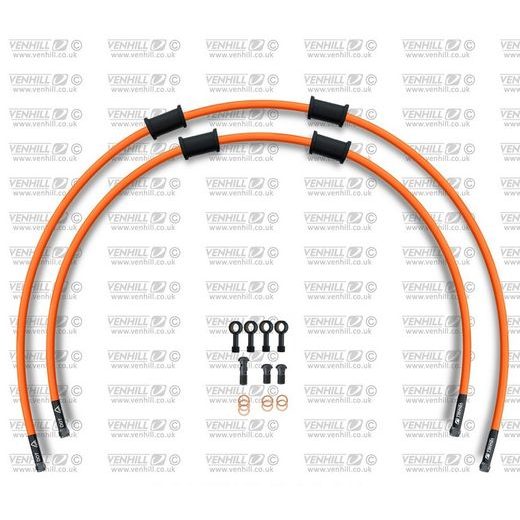 RACE FRONT BRAKE HOSE KIT VENHILL POWERHOSEPLUS KAW-6008FB-OR (2 CEVI V KOMPLETU) ORANGE HOSES, BLACK FITTINGS