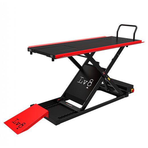 MOTORCYCLE LIFT LV8 GOLDRAKE 400 FLOOR VERSION EG400O.R WITH AIR PUMP (BLACK AND RED RAL 3002)