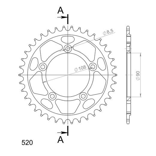 ZADNJI VERIŽNIK (ZOBNIK) SUPERSPROX RFE-491:38-BLK ČRNA 38T, 520