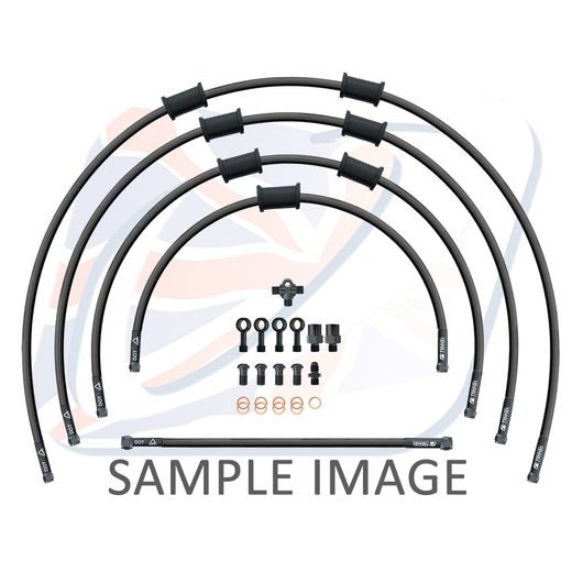 STANDARD FRONT BRAKE HOSE KIT VENHILL POWERHOSEPLUS SUZ-10002FB-BK (5 CEVI V KOMPLETU) BLACK HOSES, BLACK FITTINGS