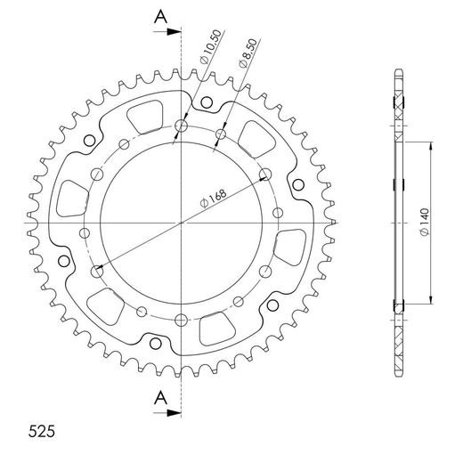 ZADNJI VERIŽNIK (ZOBNIK) SUPERSPROX STEALTH RST-6:51-RED RDEČ 51T, 525