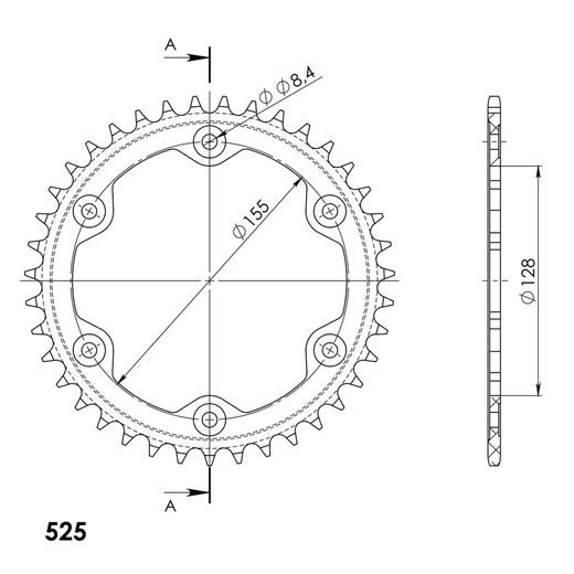 ALUMINIJASTI ZADNJI VERIŽNIK (ZOBNIK) SUPERSPROX RAL-613:38-GLD ZLATA 38T, 525