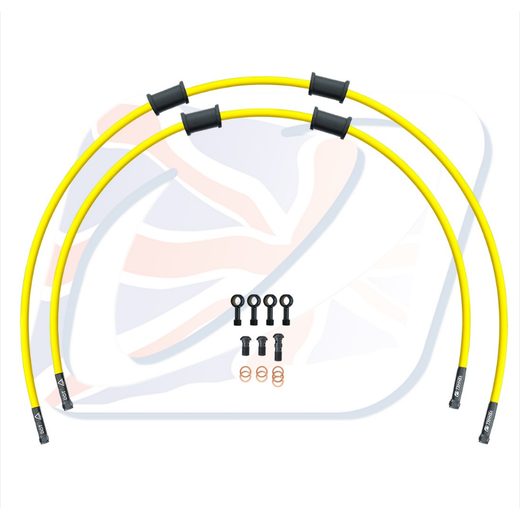 CROSSOVER FRONT BRAKE HOSE KIT VENHILL POWERHOSEPLUS YAM-6042FB-YE (2 CEVI V KOMPLETU) YELLOW HOSES, BLACK FITTINGS