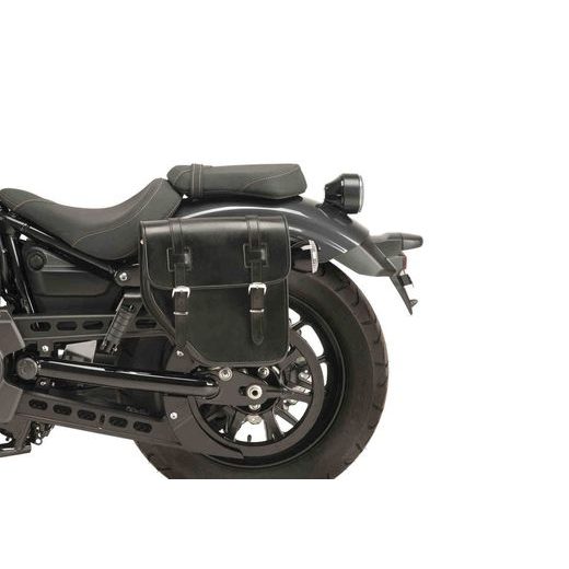 LEATHER SADDLEBAG CUSTOMACCES IBIZA APS015N ČRNA RIGHT, WITH SIDE METAL BASE + UNIVERSAL SUPPORT