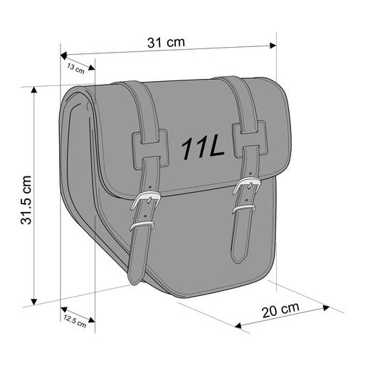 LEATHER SADDLEBAG CUSTOMACCES IBIZA APM002N ČRNA LEFT, WITH UNIVERSAL SUPPORT