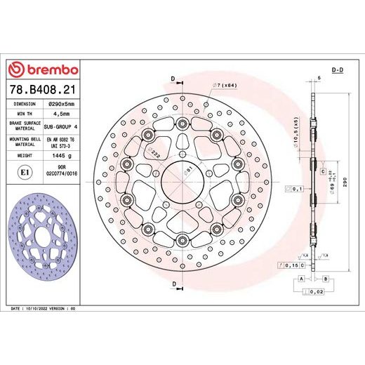 ZAVORNI DISK BREMBO 78B40821 FLOATING
