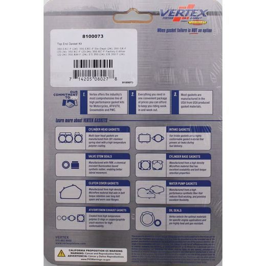 TOP END GASKET KIT WINDEROSA TEGS 8100073